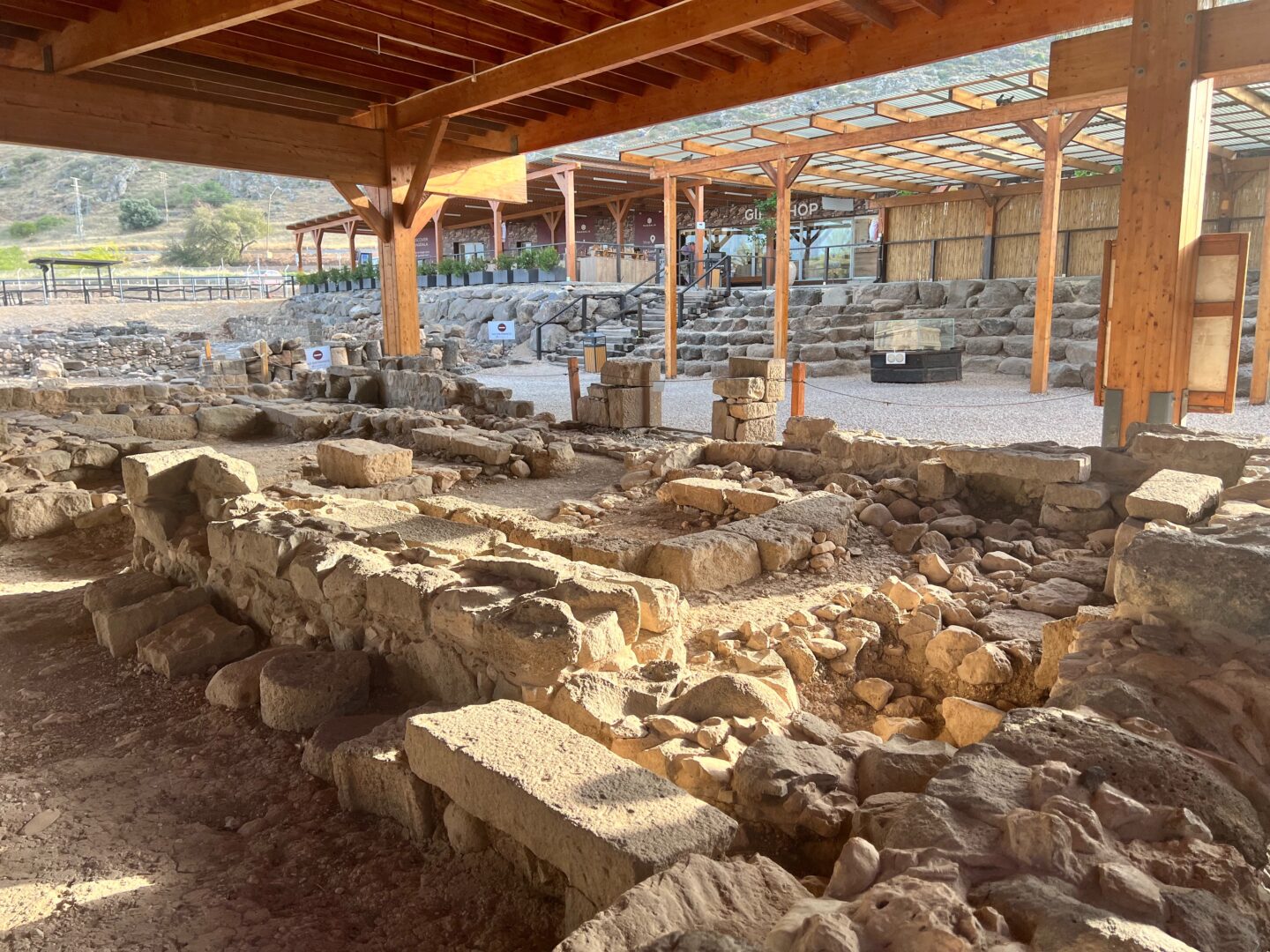 Excavated ruins from the first-century synagogue at Magdala in Israel. 